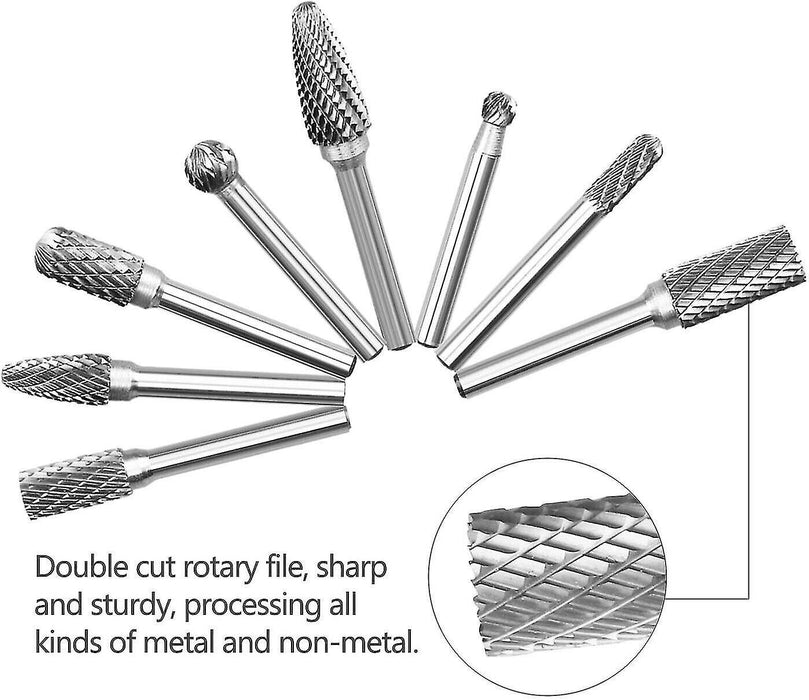 GRIP 8 PC HEAVY-DUTY DOUBLE CUT CARBIDE ROTARY TOOL FILE BIT BURR SET HIGH SPEED