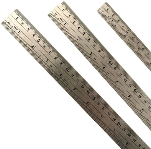 3PC Dawn STAINLESS STEEL METAL RULER RULE PRECISION DOUBLE SIDED 150/300/600MM - FISHER DISCOUNT