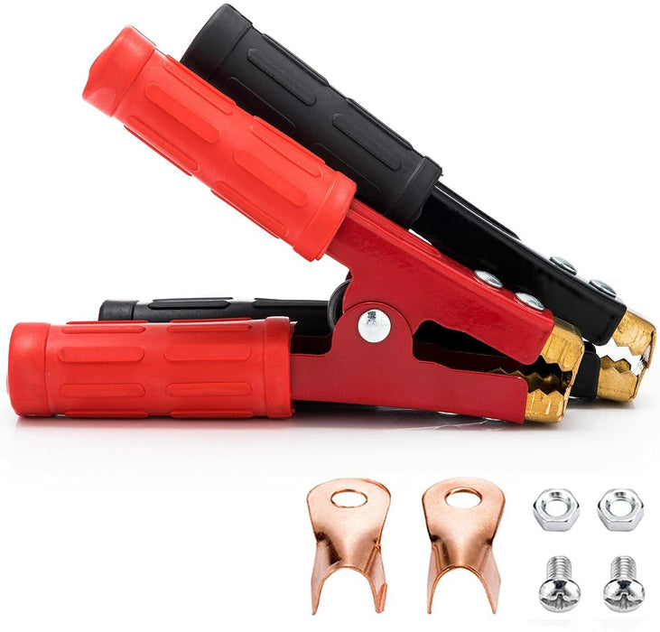 2x Metal Car Battery Clip Crocodile Alligator Test Terminal Clamp 500A Red Black