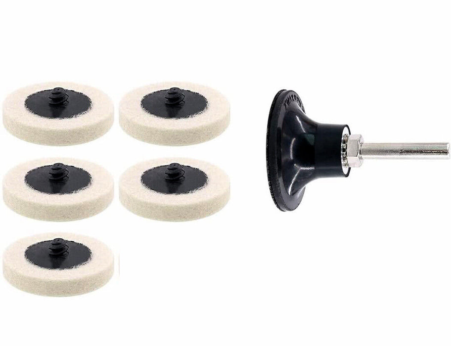 6PC 50mm Roloc Wool Felt Disc 2'' Roll Lock Polishing Buffing Pads Wheels AU