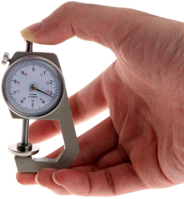 Dial Thickness Gauge Range 0-20mm Accuracy 0.1mm Metal Paper Leathercraft Tool
