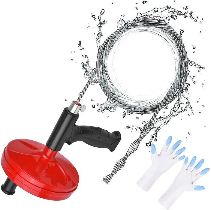 Sink Pipe Drain Cleaner Unblocker Auger Unblock Plunger with 5m Snake Cable