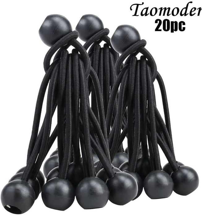 20PCS Tent Elastic Ball Bungee Bungie Cord Canopy Tarp Tie Down Belt Strap Bands