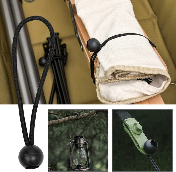 20PCS Tent Elastic Ball Bungee Bungie Cord Canopy Tarp Tie Down Belt Strap Bands