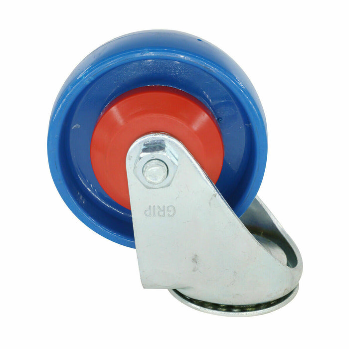 GRIP 100MM 200KG BLUE NYLON WHEEL CASTOR SWIVEL PLATE WITH BOLT HOLE