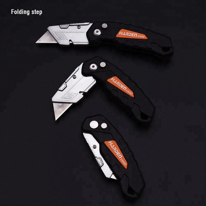 WORKFORCE Folding Utility Knife Aluminium Handle & 4Spare Stanley Blades Craft