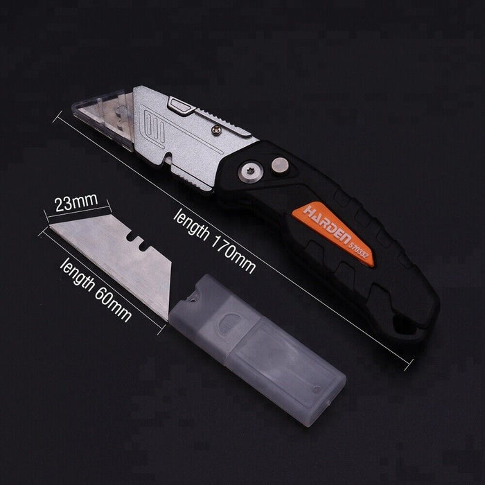 WORKFORCE Folding Utility Knife Aluminium Handle & 4Spare Stanley Blades Craft