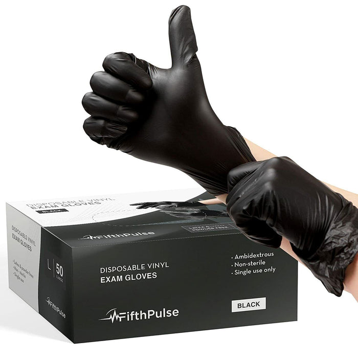 TGC 130001 Black Rocket Nitrile Disposable Gloves -  Box of 100  M - L - XL