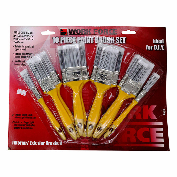 10x Large Flat Paint Brush Set Bristle Canvas Preparation Oil Acrylic Watercolor