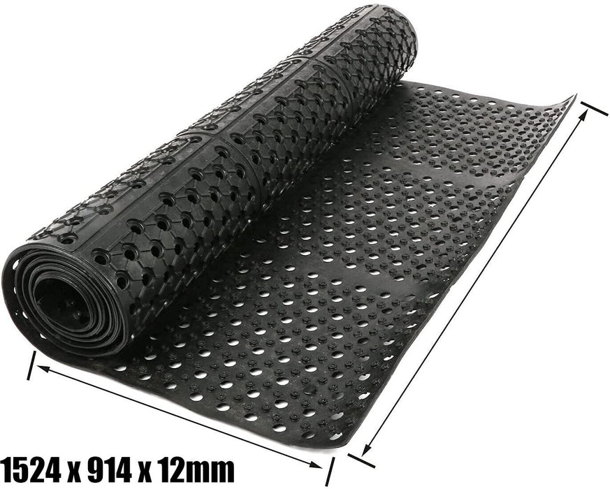 Rubber Floor Mat Non-Slip Anti-Fatigue (Black) 910 x 1520 x 13mm Ramp Mat / Rubb