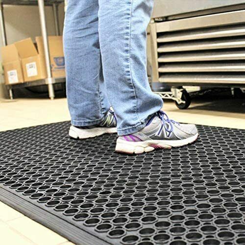 Rubber Floor Mat Non-Slip Anti-Fatigue (Black) 910 x 1520 x 13mm Ramp Mat / Rubb