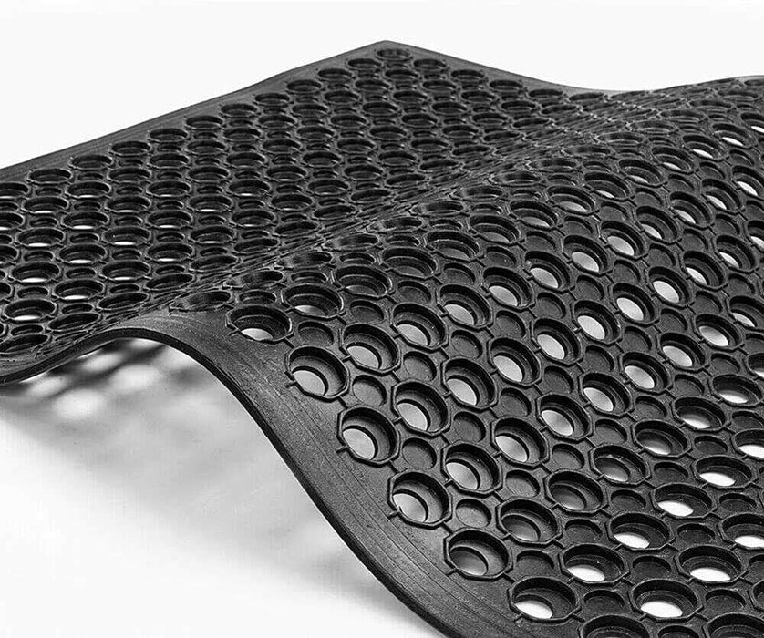 Rubber Floor Mat Non-Slip Anti-Fatigue (Black) 910 x 1520 x 13mm Ramp Mat / Rubb