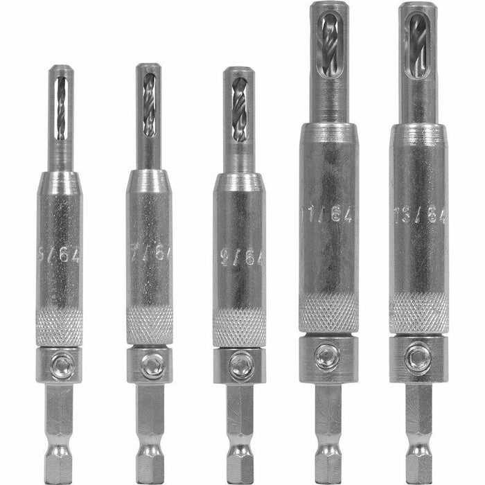 Snappy 5pc Self Centering Hinge Drill Bit Set #2–14 Cabinet MADE IN USA