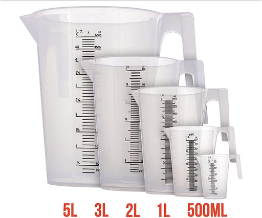 Measuring Jug Food Grade Polypropylene UV Stabilised 250 500ml 1L 2L 3L 5L - FISHER DISCOUNT