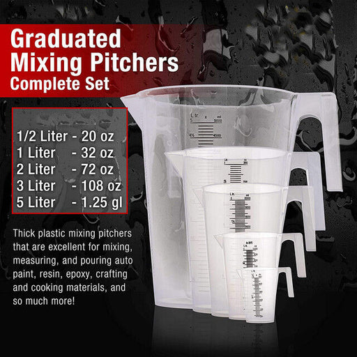 Measuring Jug Food Grade Polypropylene UV Stabilised 250 500ml 1L 2L 3L 5L - FISHER DISCOUNT