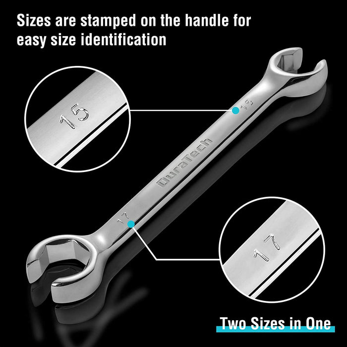 4pc Flare Nut Spanner set CR-V Polished Steel Hydraulic Brake Mechanic’s 8-14mm