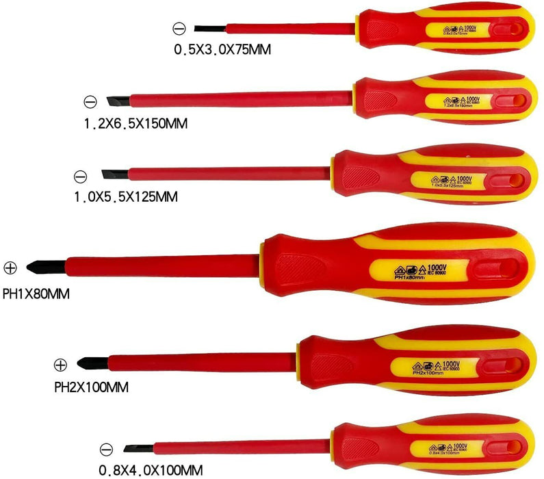 6pc electrical insulated magnetic screwdriver set Kit electrician Screwdrivers