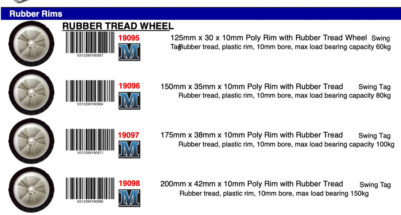 125-200mm RUBBER TREAD WHEELS lawn mower DRIVE WHEEL 10mm bore Load-60-150kg - FISHER DISCOUNT