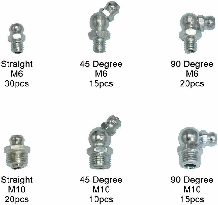 110pcs Hydraulic Grease Nipple NOMetric Imperial Mechanical Lubricant Fitting AU