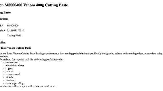 SUTTON Venom 400g Cutting paste drilling & tapping Australian Made