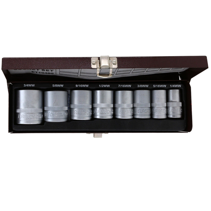 Eurotech 8PC 1/2"Dr Whitworth Socket set 1/4", 5/16", 3/8", 7/16", 1/2", 9/16",