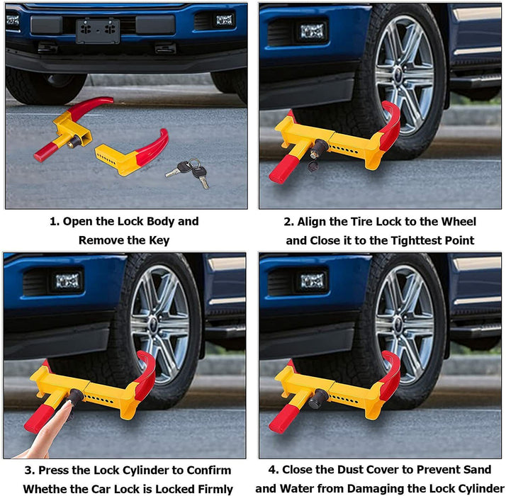 Heavy Duty Wheel Clamp Lock Vehicle Caravan Car Security Anti-theft 160-290MM