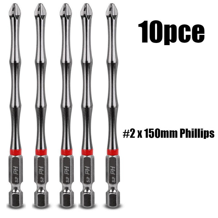 FORCEPRO 6PC PH2 Magnetic Impact Screwdriver Bit Set Torsion Torque Bit 100mmL