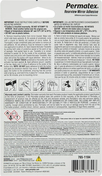 Permatex 81844 Professional Strength Rear view Mirror Adhesive For All Cars