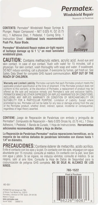 Permatex Windshield Windscreen Repair Kit, Complete Repair System 09103