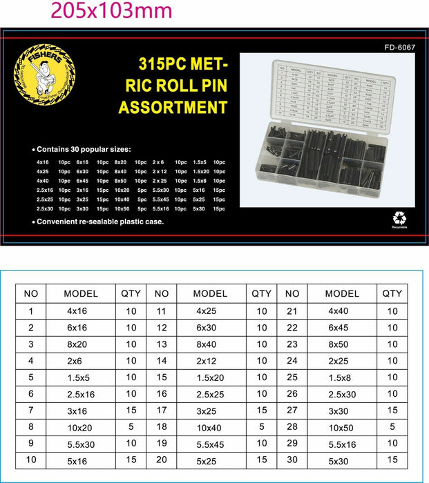 315PCS Roll Pin Assortment Set Steel Split Tension Dowel Grab Kit Set AU STOCK - FISHER DISCOUNT