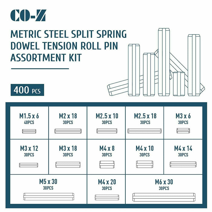 315PCS Roll Pin Assortment Set Steel Split Tension Dowel Grab Kit Set AU STOCK - FISHER DISCOUNT