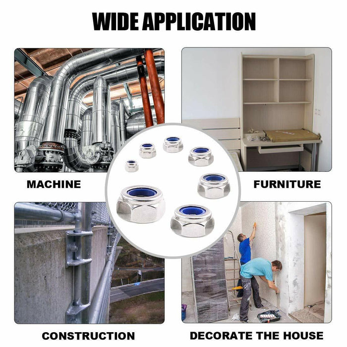 128 PC Metric Nylon Insert Lock Nut Assortment Industry Tool KIT M4-M12