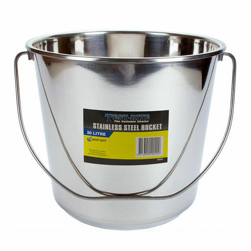 Stainless Steel Bucket with Handle 20Ltr HDuty Premium Quality NewModel 20L Pail - FISHER DISCOUNT