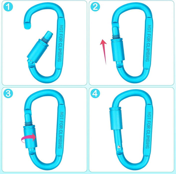 Aluminium Snap Hook Carabiner D-Ring Screw Key Chain Clip Lock Camping Keyring