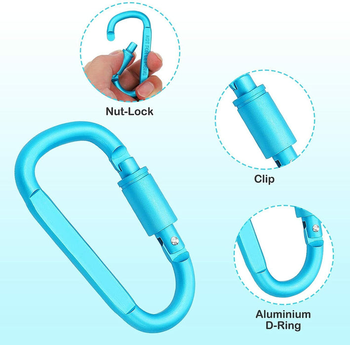 Aluminium Snap Hook Carabiner D-Ring Screw Key Chain Clip Lock Camping Keyring