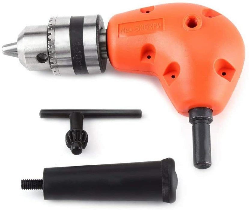 90° Degree Right Angle Drill Attachment  1/4" Drive Adapter With Chuck Key