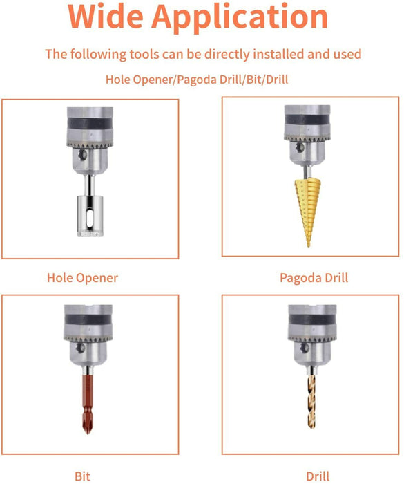 90° Degree Right Angle Drill Attachment  1/4" Drive Adapter With Chuck Key