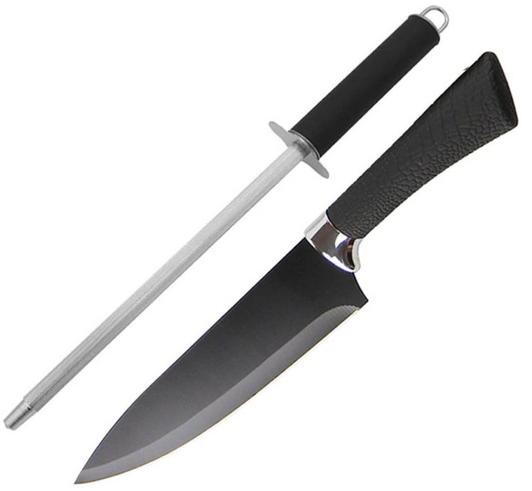 2PC 200MM Butchers Knife 190MM Sharpening Steel Middle FineCut Razor sharp blade