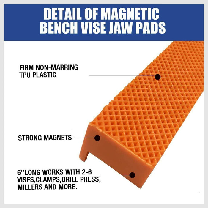 2x 6 inch Magnetic Soft Vise Jaws Pad Nylon Bench Vice Protection Strip (A)