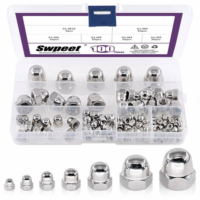 120PC Dome Nut M3 M4 M5 M6 M8 M10 Screw s Hex Course