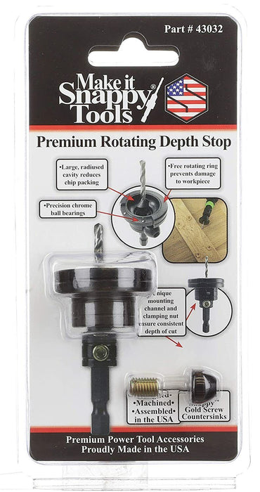 Snappy Premium Ball Bearing Rotating Depth Stop for Gold Screw Countersinks USA