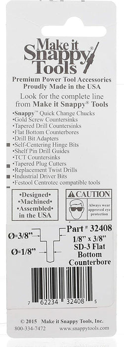 Snappy Flat Bottom Counterbore Countersink Drill Bit 3/8” to 3/4” Bore USA MADE