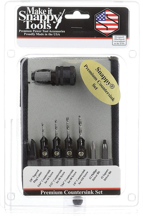 Snappy Tools Deluxe Countersink Set in Belt Clip Pouch #48010