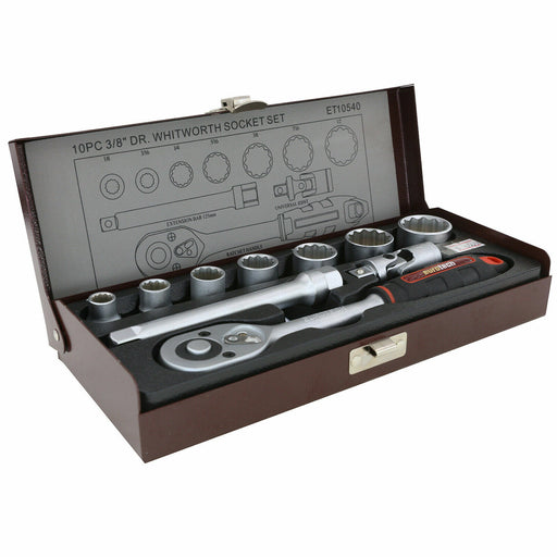Eurotech 3/8' 10 Piece Socket Set Whitworth BSF Imperial Thread Made in Taiwan - FISHER DISCOUNT