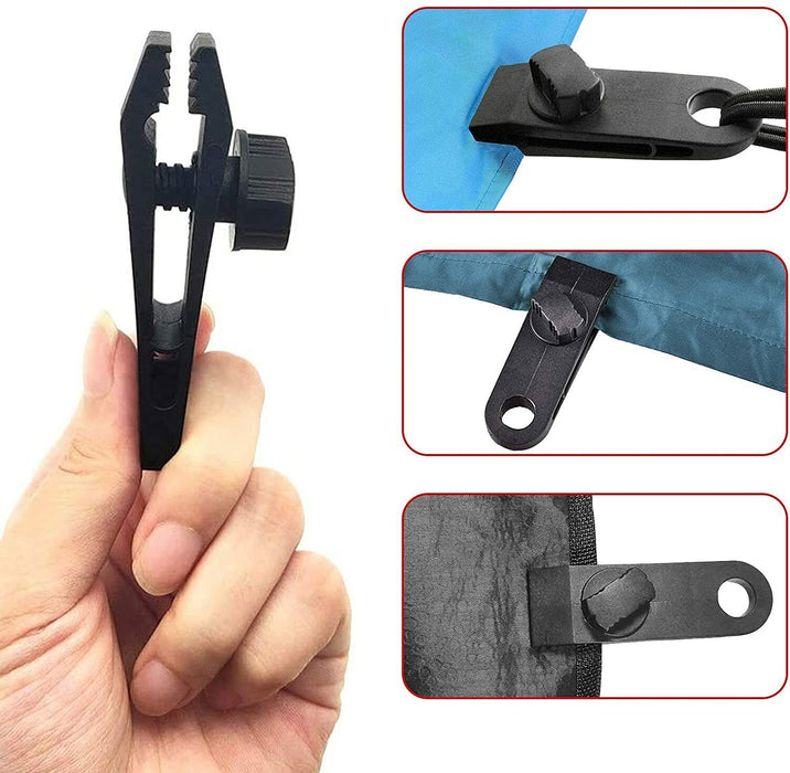 6Pcs Tarp Tarpauline Awning Clips Tie Down Clamp Bushcraft Camping Survival AU