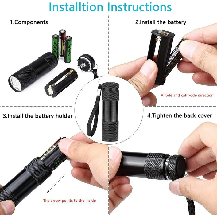 Portable Torch Mini Bright 9 LED Survival Camping Hiking Outdoor Pocket Multi