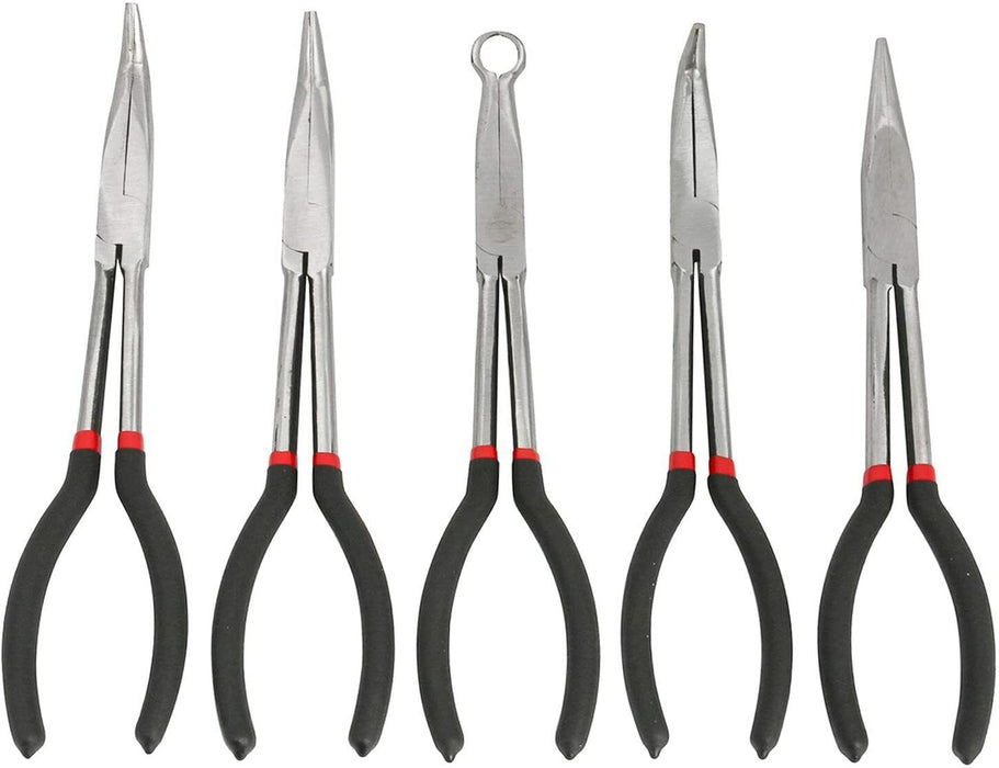 GRIP 5PCS 11"NEEDLE NOSE PLIERS SET LONG REACH PLIERS Long Reach Nose Pliers Set