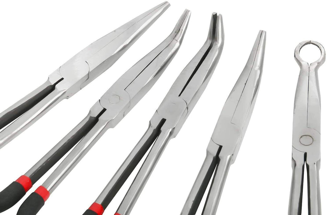 GRIP 5PCS 11"NEEDLE NOSE PLIERS SET LONG REACH PLIERS Long Reach Nose Pliers Set