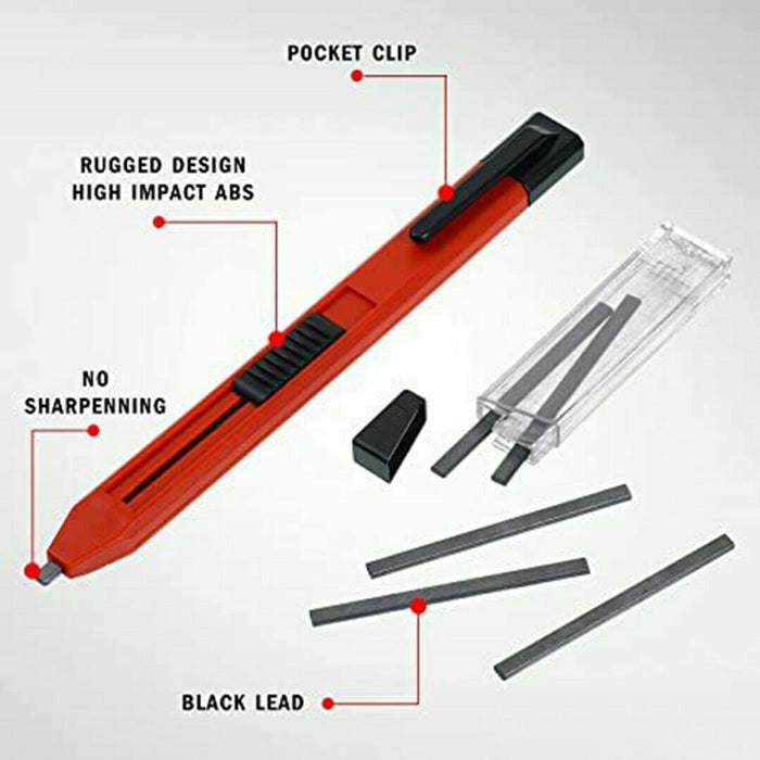 2PC Carpenters / Builders Mechanical Pencil For Wood Concret Ceramic 10PC Refill