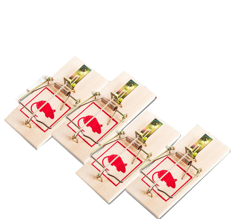 4Pc Wooden Rat Mouse Rodent Trap Bait Traditional Cheese Shaped Catcher Reusable